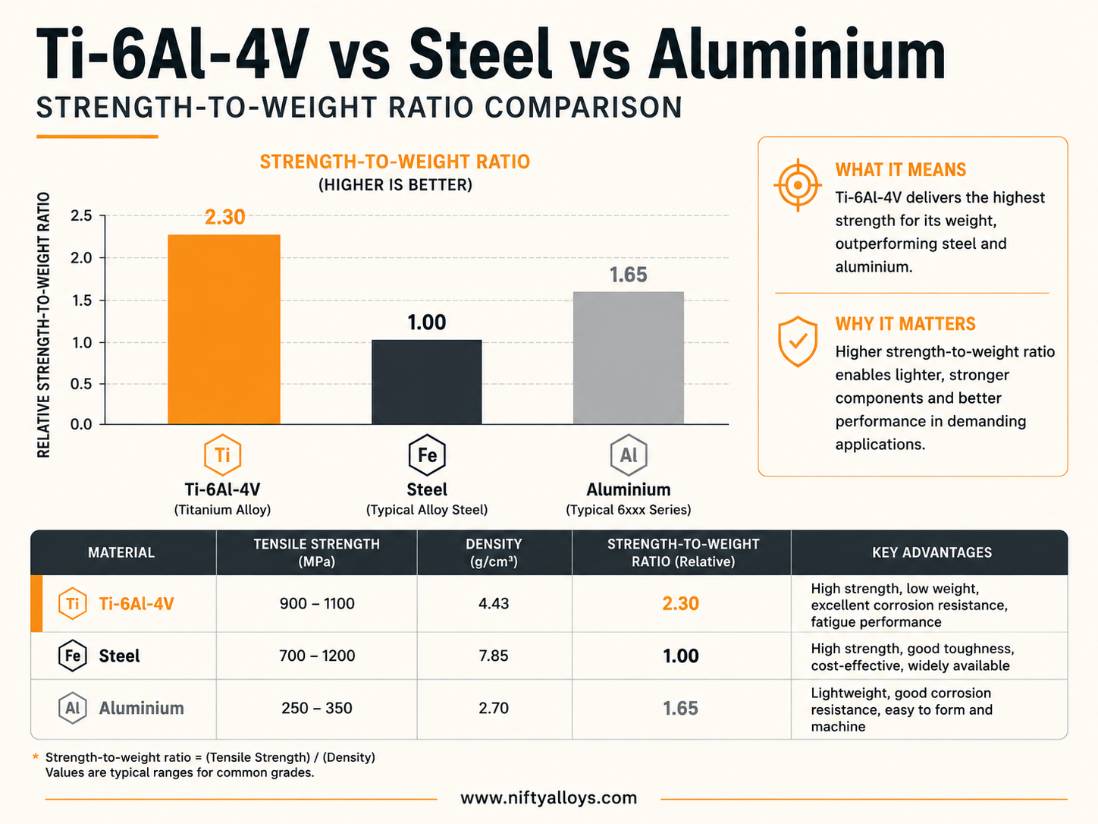 Ti-6Al-4V vs steel vs aluminium